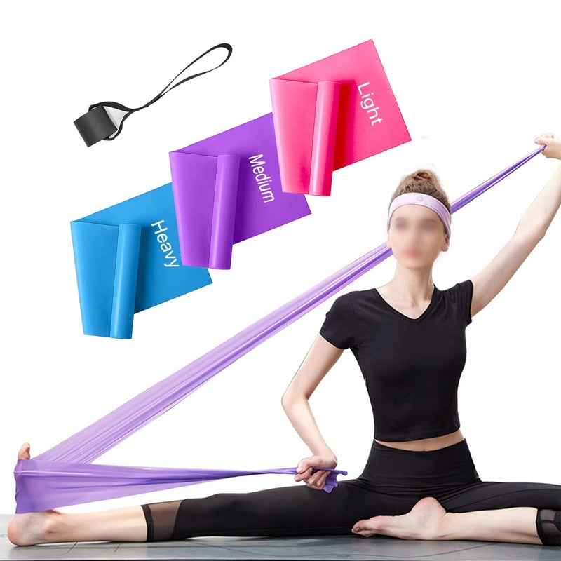 ERUW Resistance Bands Set, 3 Pack Professional Latex Elastic Bands for Home or Gym Upper & Lower Body Exercise, Physical Therapy, Strength Training, Yoga, Pilates, Rehab, Blue & Purple & Pink - Image 1